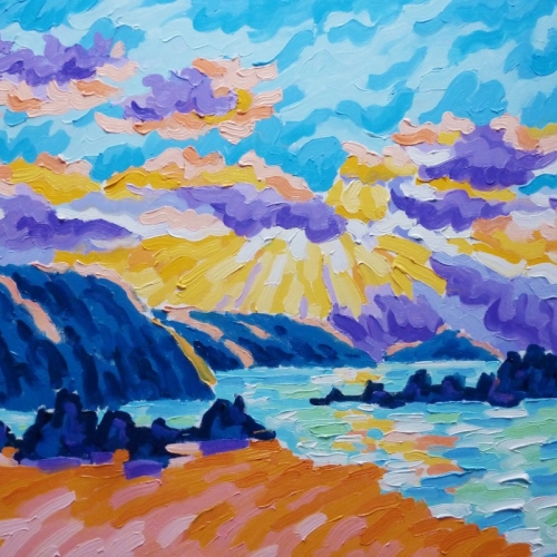 ILOT ST MICHEL  Olieverf  100x120cm  Frans van Veen Verkocht 