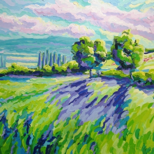 OCHTEND BIJ CARLUC  Olieverf 100x140cm Frans van Veen  Verkocht