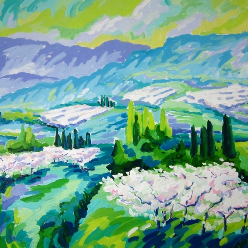 VERS BONNIEUX  Olieverf  120x160cm  Frans van Veen -Verkocht